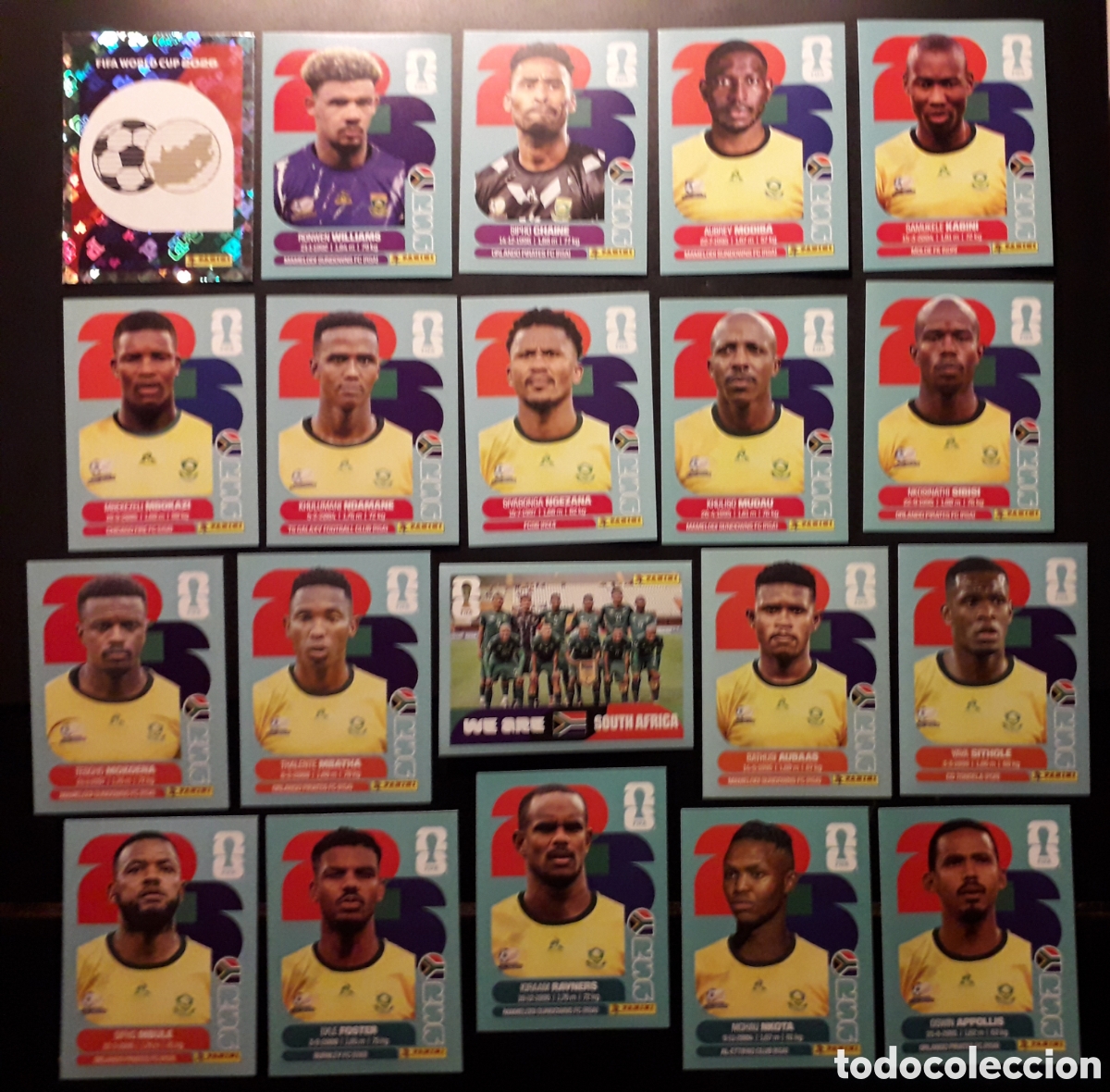 Cromos de f&uacute;tbol: 20 CROMOS SUD&Aacute;FRICA, EQUIPO COMPLETO MUNDIAL F&Uacute;TBOL 2026 FIFA WORLD CUP PANINI SIN PEGAR