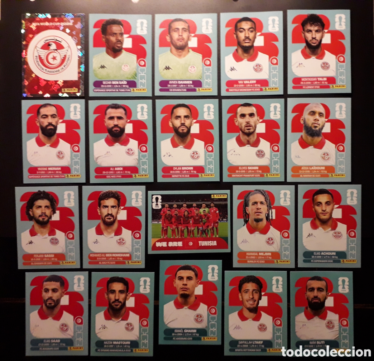 Cromos de f&uacute;tbol: 20 CROMOS T&Uacute;NEZ, EQUIPO COMPLETO MUNDIAL F&Uacute;TBOL 2026 FIFA WORLD CUP PANINI SIN PEGAR