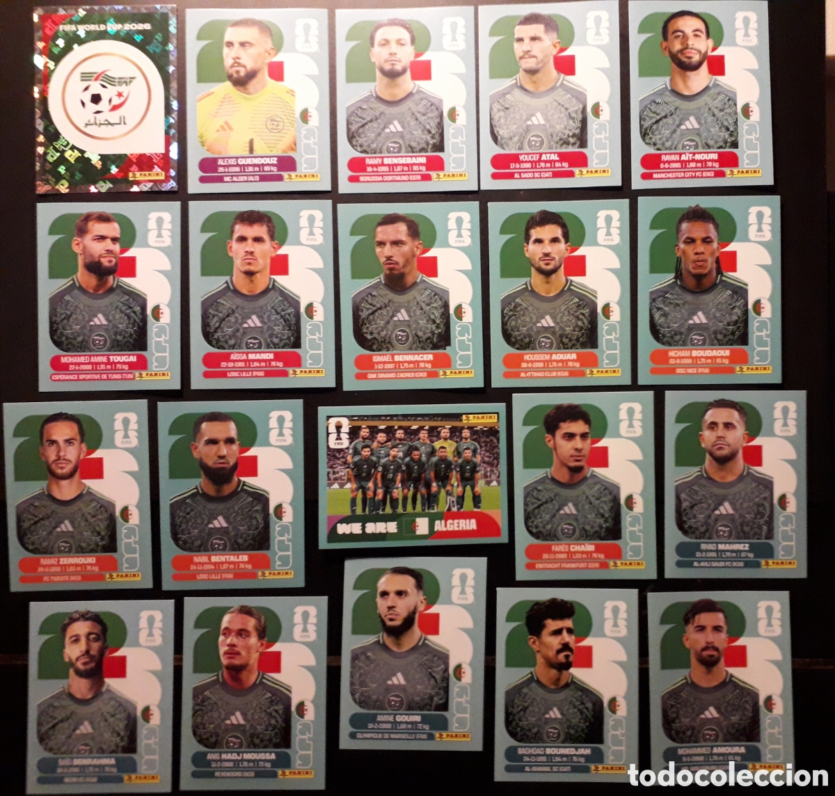 Cromos de f&uacute;tbol: 20 CROMOS ARGELIA, EQUIPO COMPLETO MUNDIAL F&Uacute;TBOL 2026 FIFA WORLD CUP PANINI SIN PEGAR