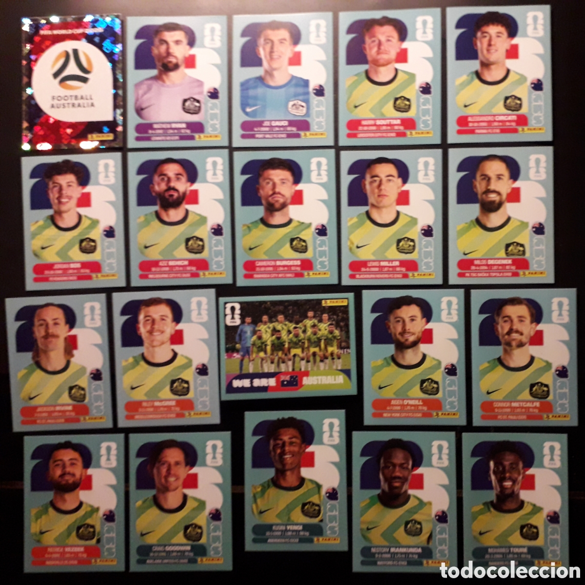 Cromos de f&uacute;tbol: 20 CROMOS AUSTRALIA, EQUIPO COMPLETO MUNDIAL F&Uacute;TBOL 2026 FIFA WORLD CUP PANINI SIN PEGAR
