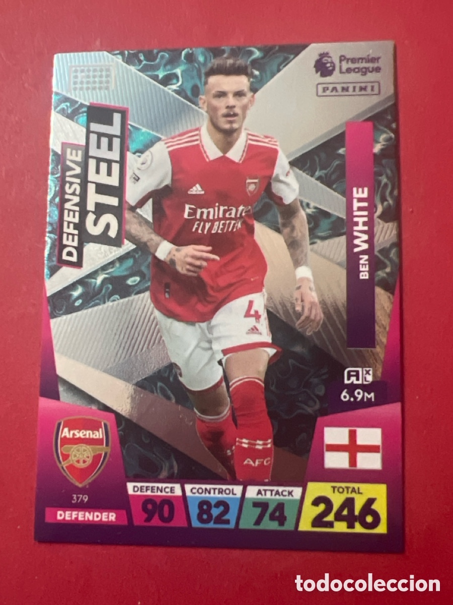 Cromos de f&uacute;tbol: E1205. 379 BEN WHITE ARSENAL DEFENSIVE STEEL PANINI PREMIER LEAGUE ADRENALYN XL 2023