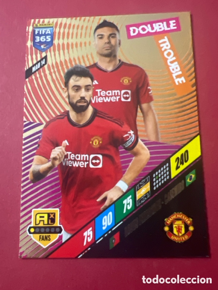 Cromos de f&uacute;tbol: E1212. BRUNO FERNANDES - CASEMIRO , MANCHESTER UNITED FIFA 365 ADRENALYN 2024 MAU 14