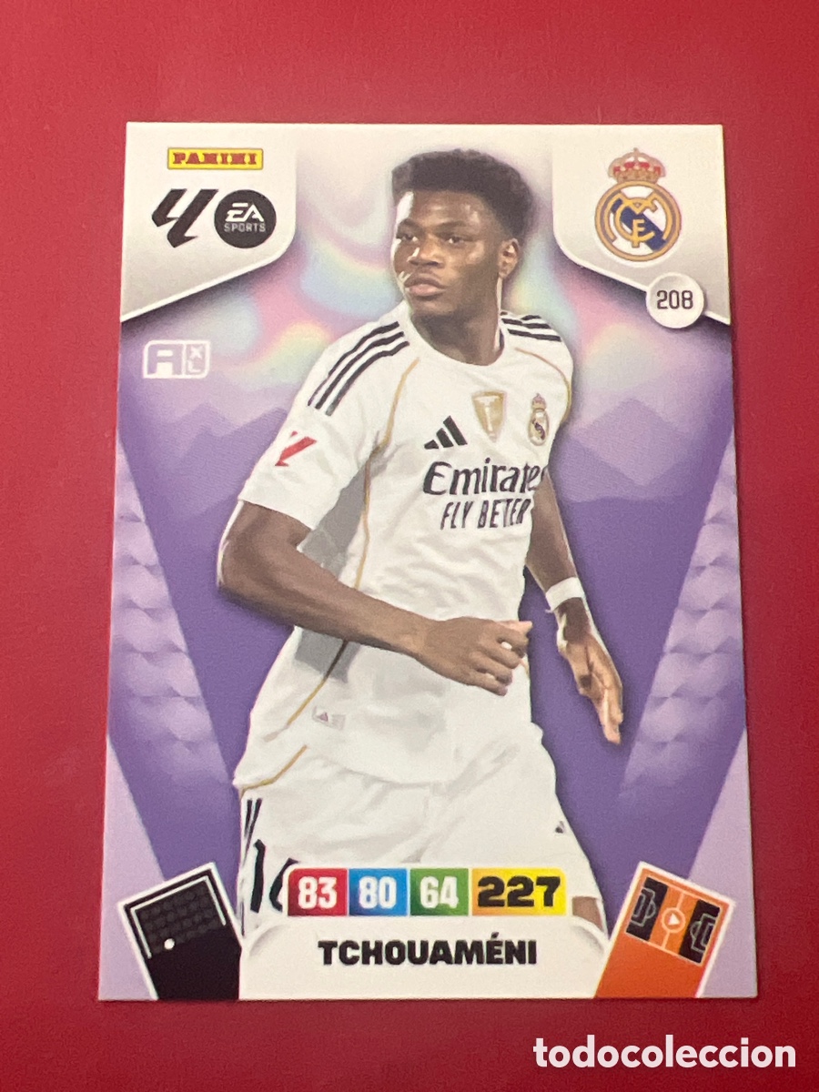 Football Stickers: E1311. PANINI ADRENALYN XL LIGA 2025-2026 25-26 &ndash; Aur&eacute;lien Tchouam&eacute;ni Real Madrid CF N&ordm; 208