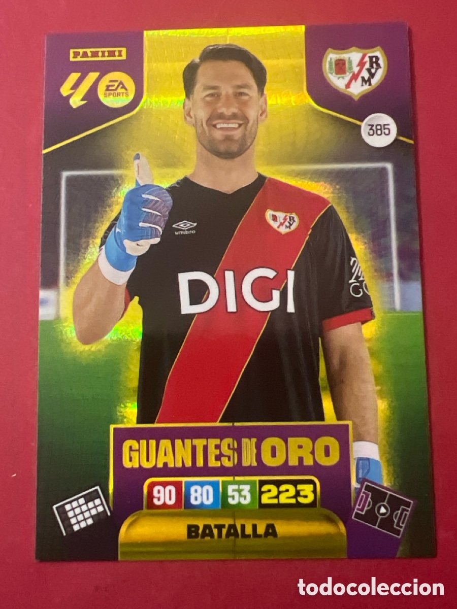 Football Stickers: E1312. N&ordm; 385 Batalla Guantes de Oro Rayo Vallecano Adrenalyn XL 25 26