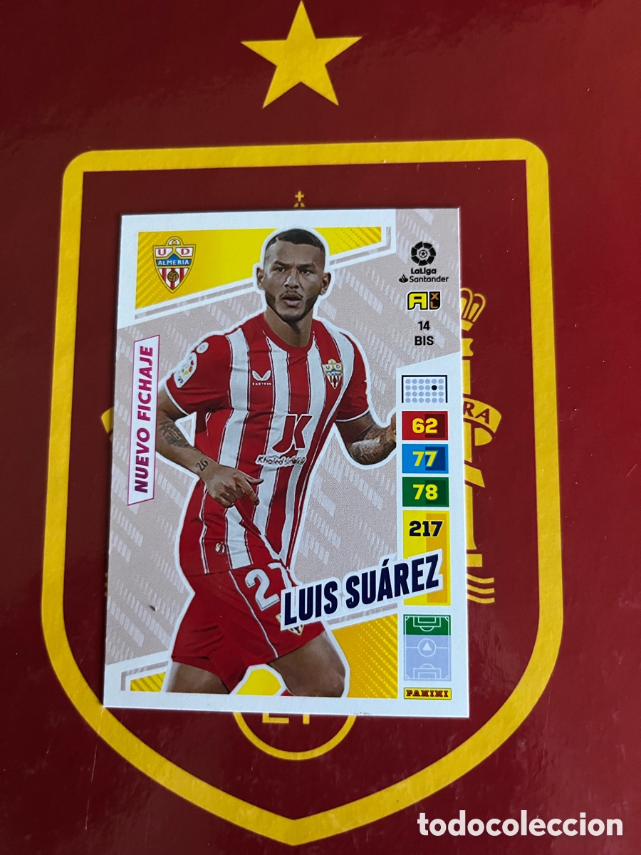 Fu&szlig;ball-Sticker: 14 BIS LUIS SU&Aacute;REZ NUEVO FICHAJE ADRENALYN 2022 2023 22 23 ALMER&Iacute;A