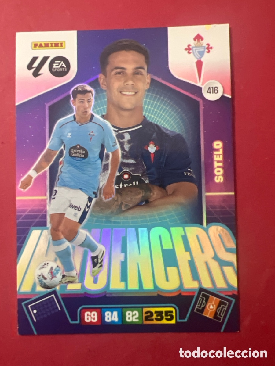 Cartes &agrave; collectionner de Football: E1315. Sotelo Influencers n&uacute;mero 416 del Celta cromo adrenalyn XL 25-26 2025-2026