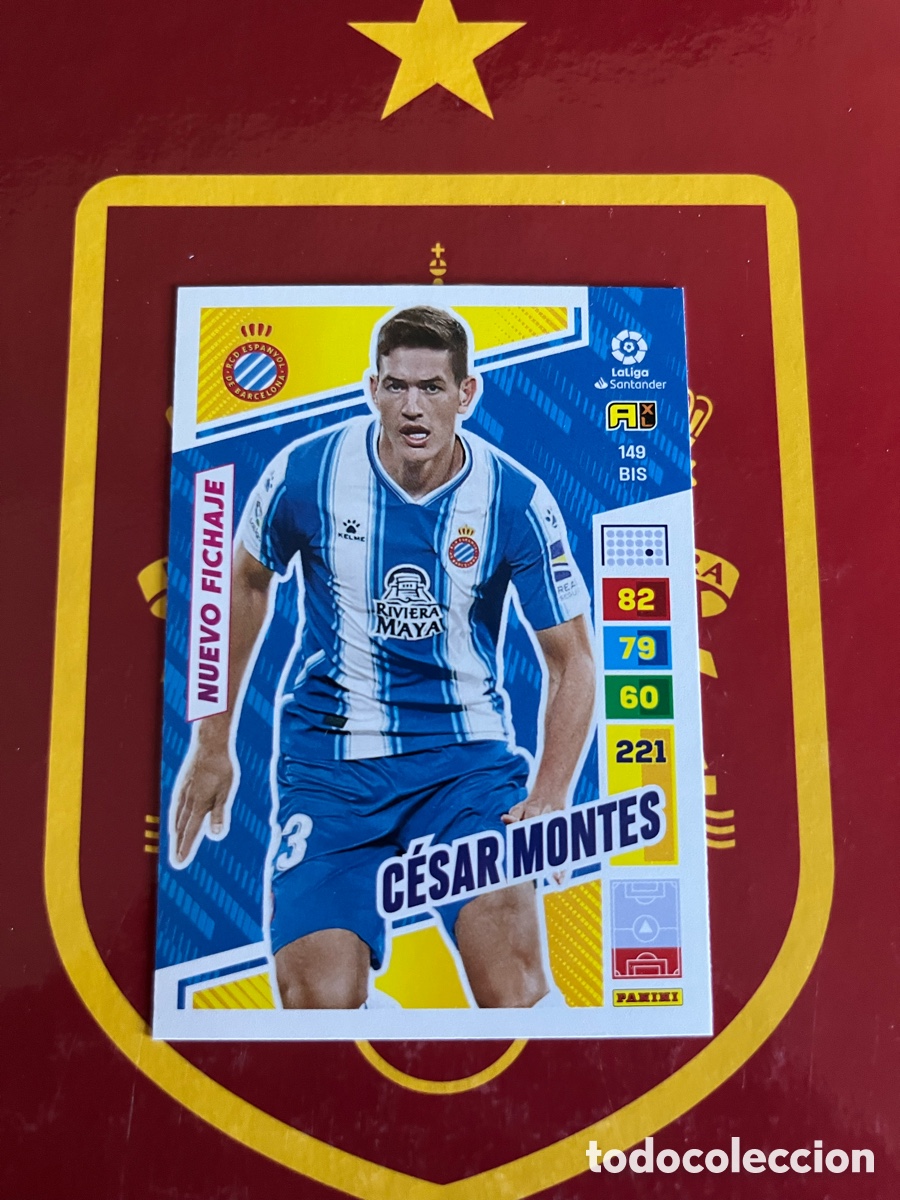 Fu&szlig;ball-Sticker: 149 BIS C&Eacute;SAR MONTES NUEVO FICHAJE ADRENALYN 2022 2023 22 23 ESPA&Ntilde;OL ESPANYOL