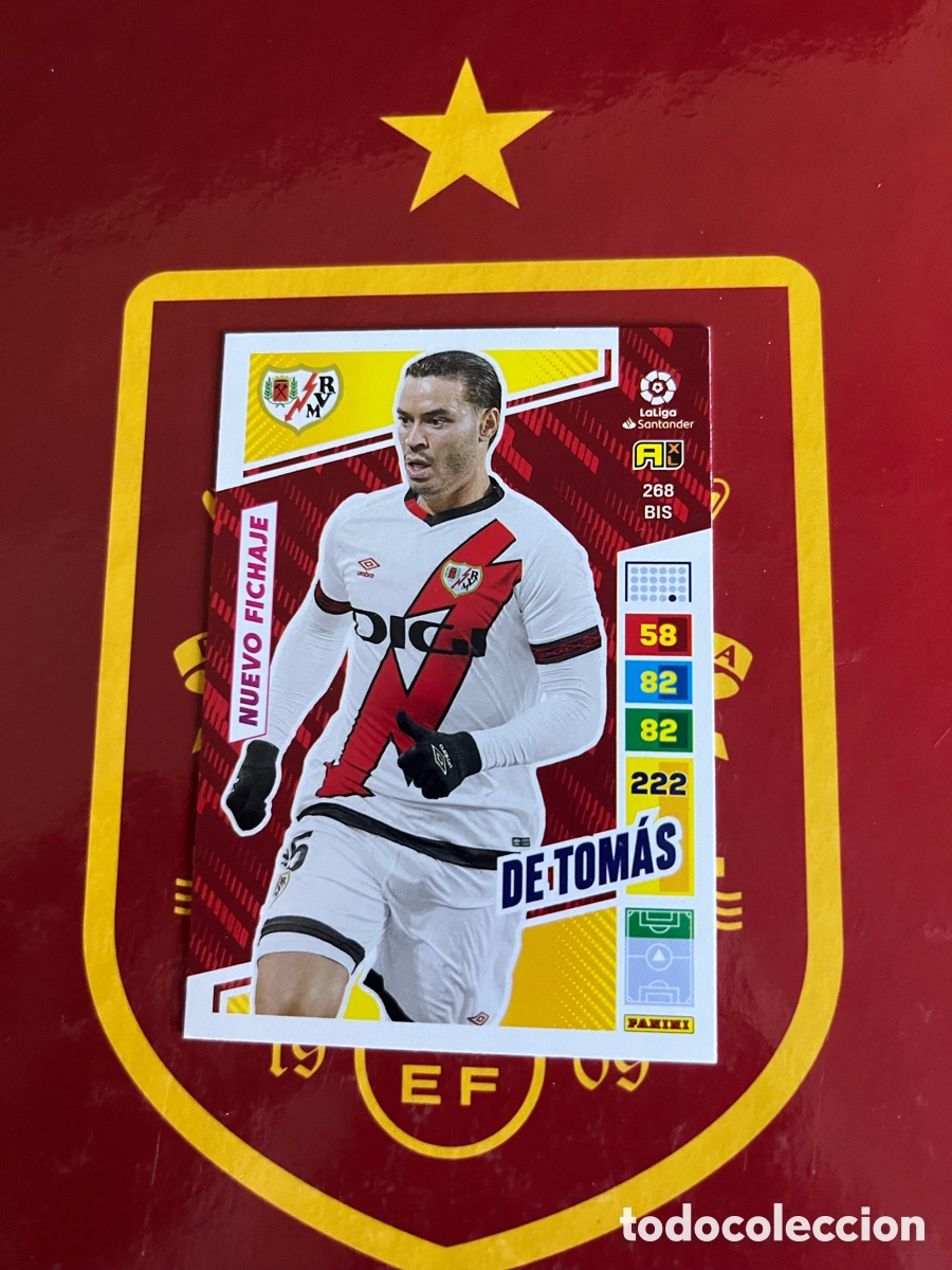 Fu&szlig;ball-Sticker: 268 BIS RAUL DE TOM&Aacute;S RDT NUEVO FICHAJE ADRENALYN 2022 2023 22 23 RAYO VALLECANO