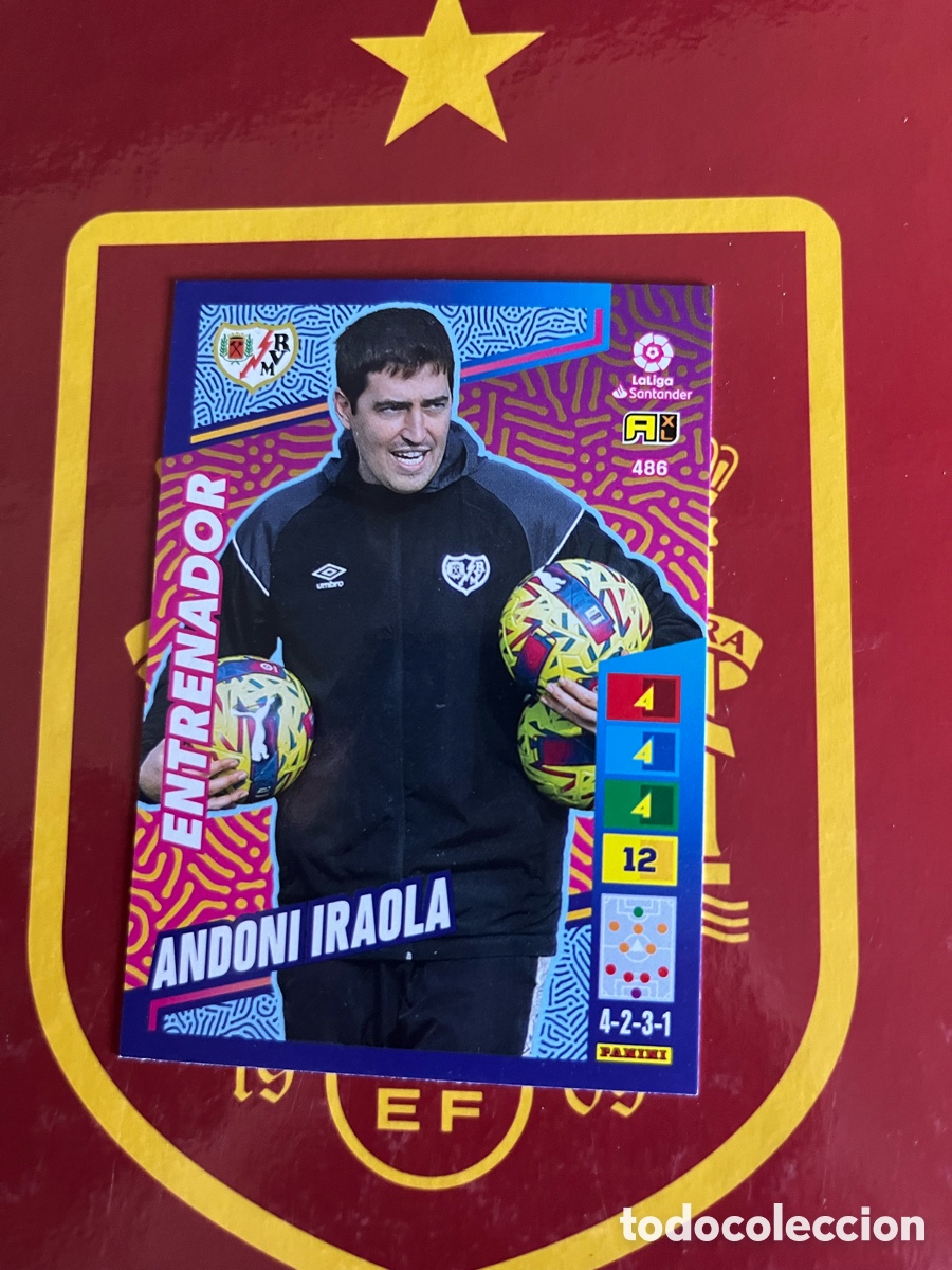 Fu&szlig;ball-Sticker: 486 ANDONI IRAOLA PLUS ENTRENADOR ADRENALYN 2022 2023 22 23 RAYO VALLECANO