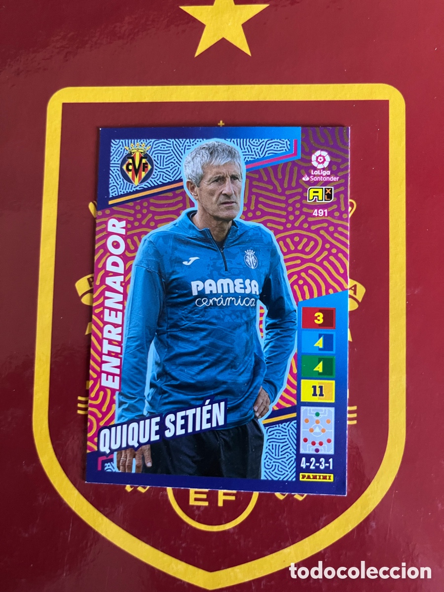 Cromos de f&uacute;tbol: 491 QUIQUE SETI&Eacute;N PLUS ENTRENADOR ADRENALYN 2022 2023 22 23 VILLARREAL