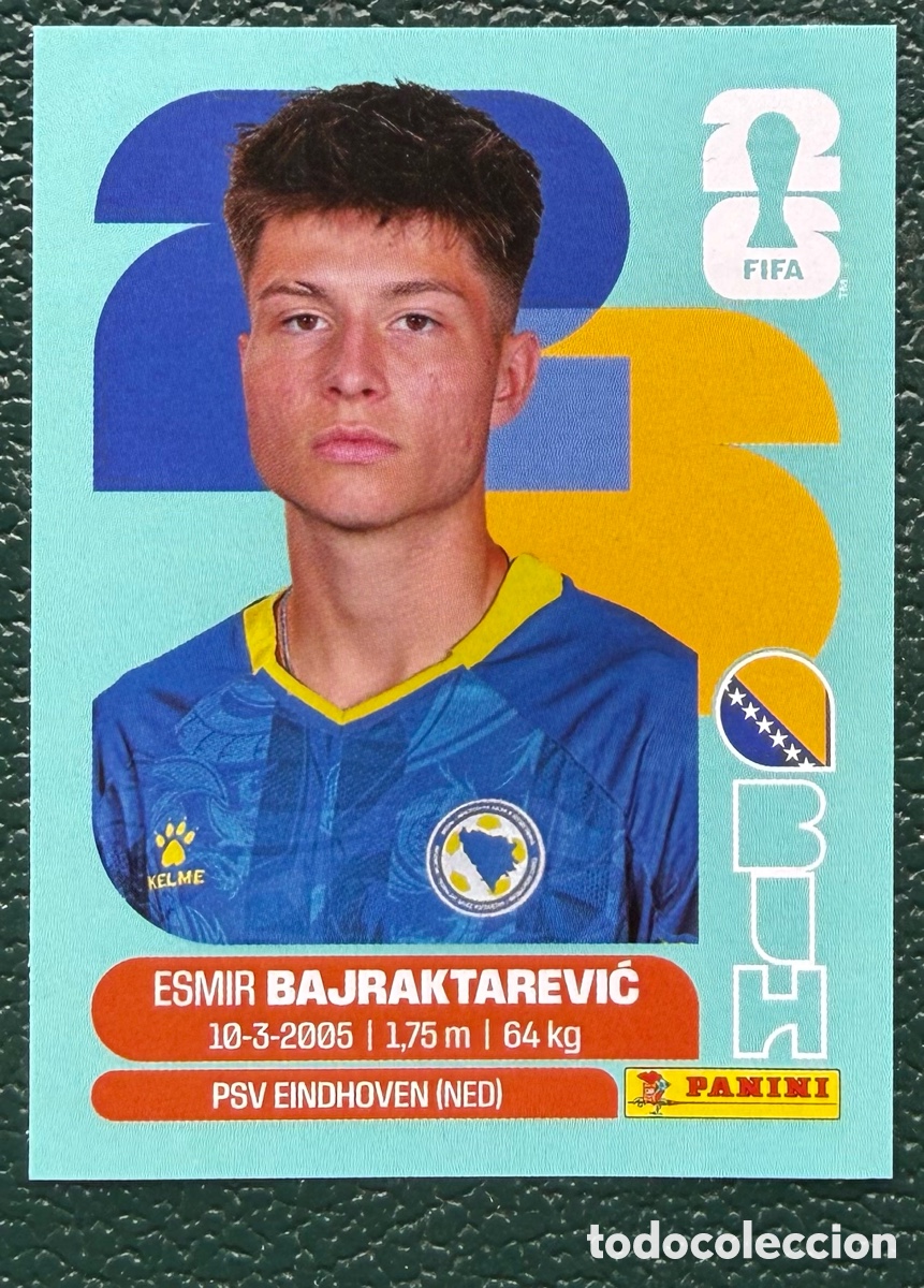 Football Stickers: BIH 15 ESMIR BAJRAKTAREVIC BOSNIA Y HERZEGOVINA CROMOS ALBUM FIFA WORLD CUP MUNDIAL 2026 PANINI