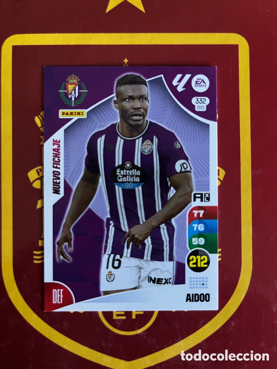 Cromos de f&uacute;tbol: 332 BIS AIDOO NUEVO FICHAJE ADRENALYN 2024 2025 24 25 REAL VALLADOLID