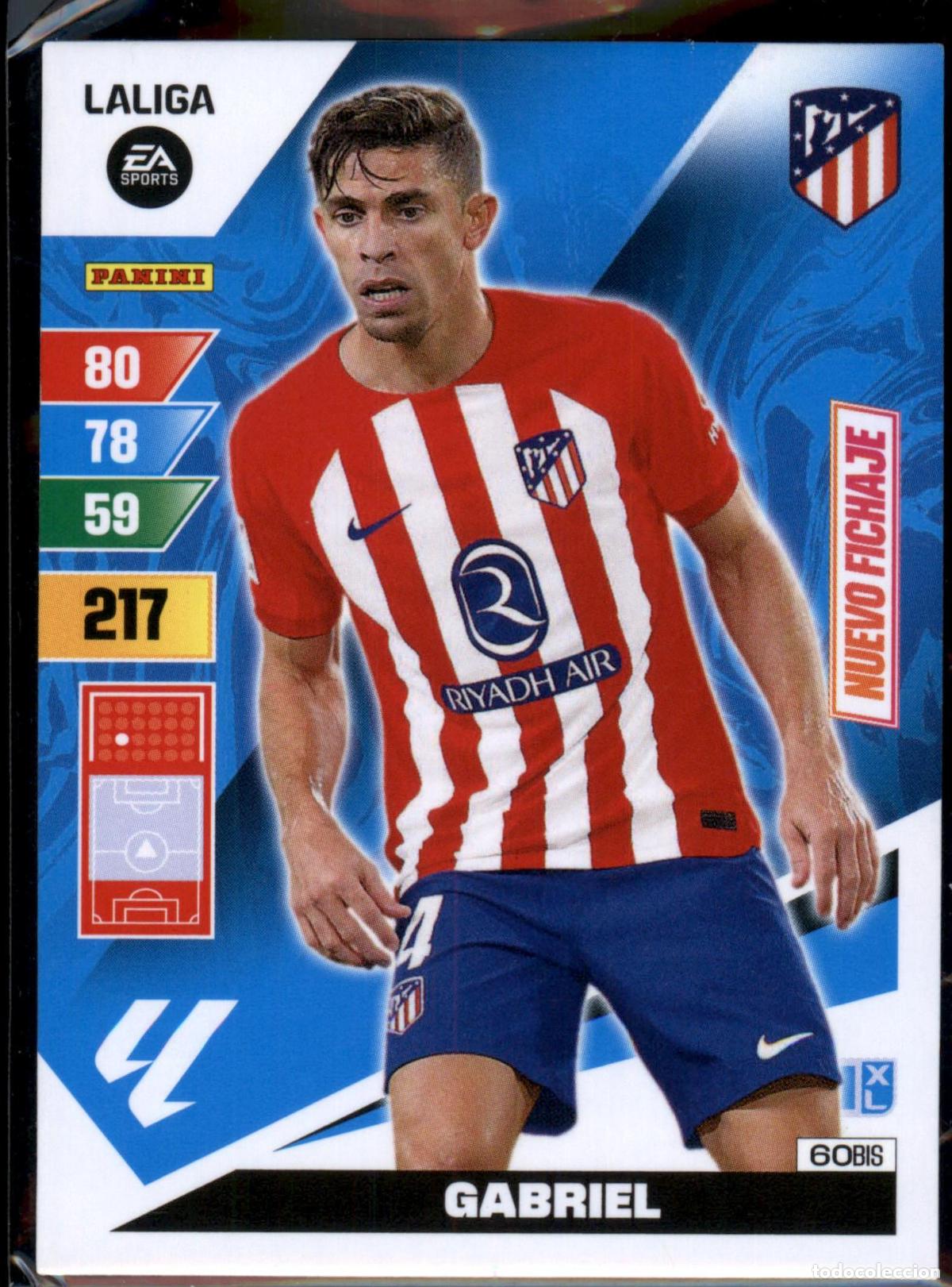 Cromos de f&uacute;tbol: Gabriel Nuevo Fichaje N&ordm; 60 Bis Atl&eacute;tico de Madrid Santander Adrenalyn XL 2023 2024 Panini 24 25