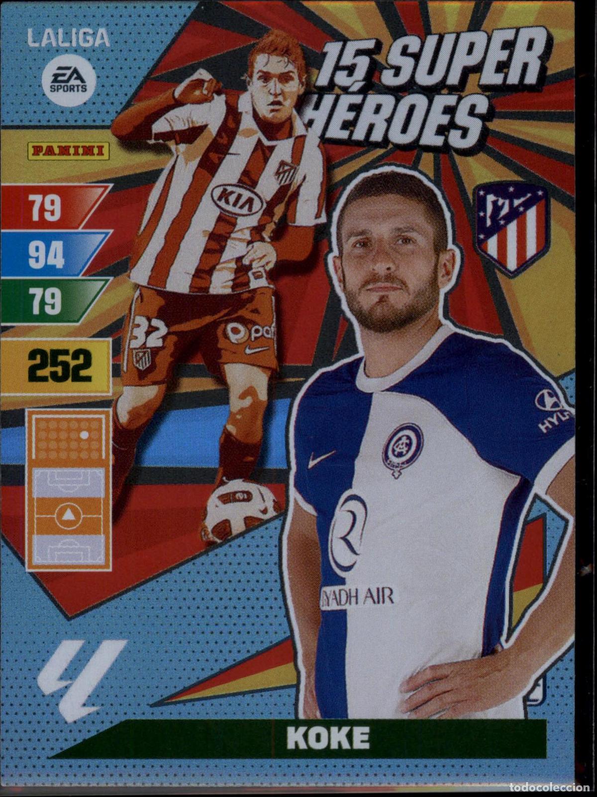 Cromos de f&uacute;tbol: Koke Super H&eacute;roes Atl&eacute;tico de Madrid Santander Adrenalyn XL 2023 2024 Panini 24 25