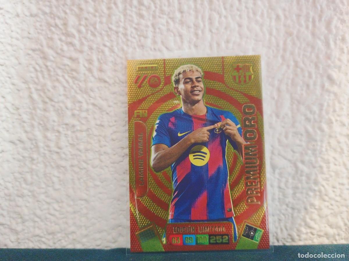 Cromos de f&uacute;tbol: LAMINE YAMAL PREMIUM ORO EDICION LIMITADA FC BARCELONA ADRENALYN 25 26 2025 2026