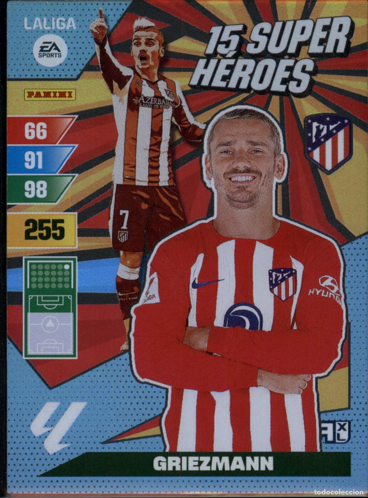 Cromos de f&uacute;tbol: Griezmann Super H&eacute;roes Atl&eacute;tico de Madrid Santander Adrenalyn XL 2023 2024 Panini 24 25