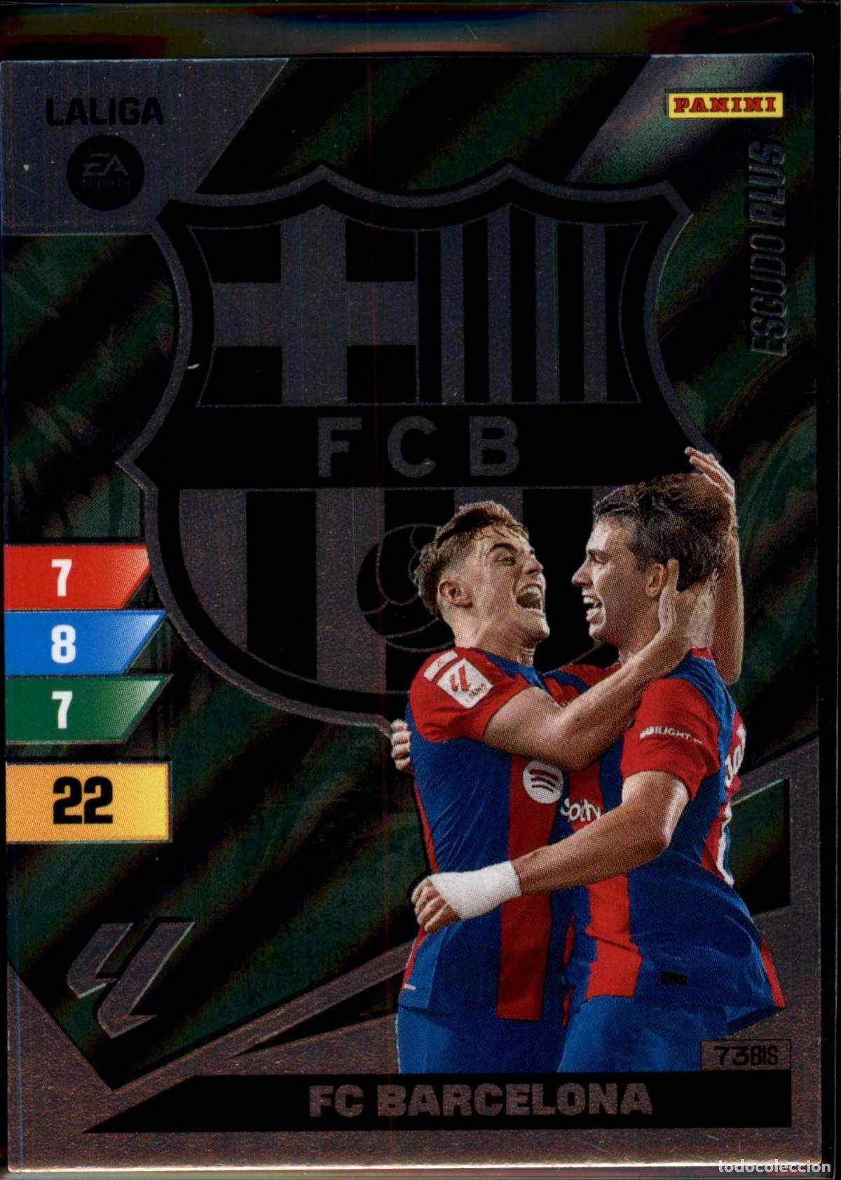 Figurine di Calcio: Escudo Plus Bar&ccedil;a (Barcelona) N&ordm; 73 Bis LaLiga Santander Adrenalyn XL 2023 2024 Panini 24 25