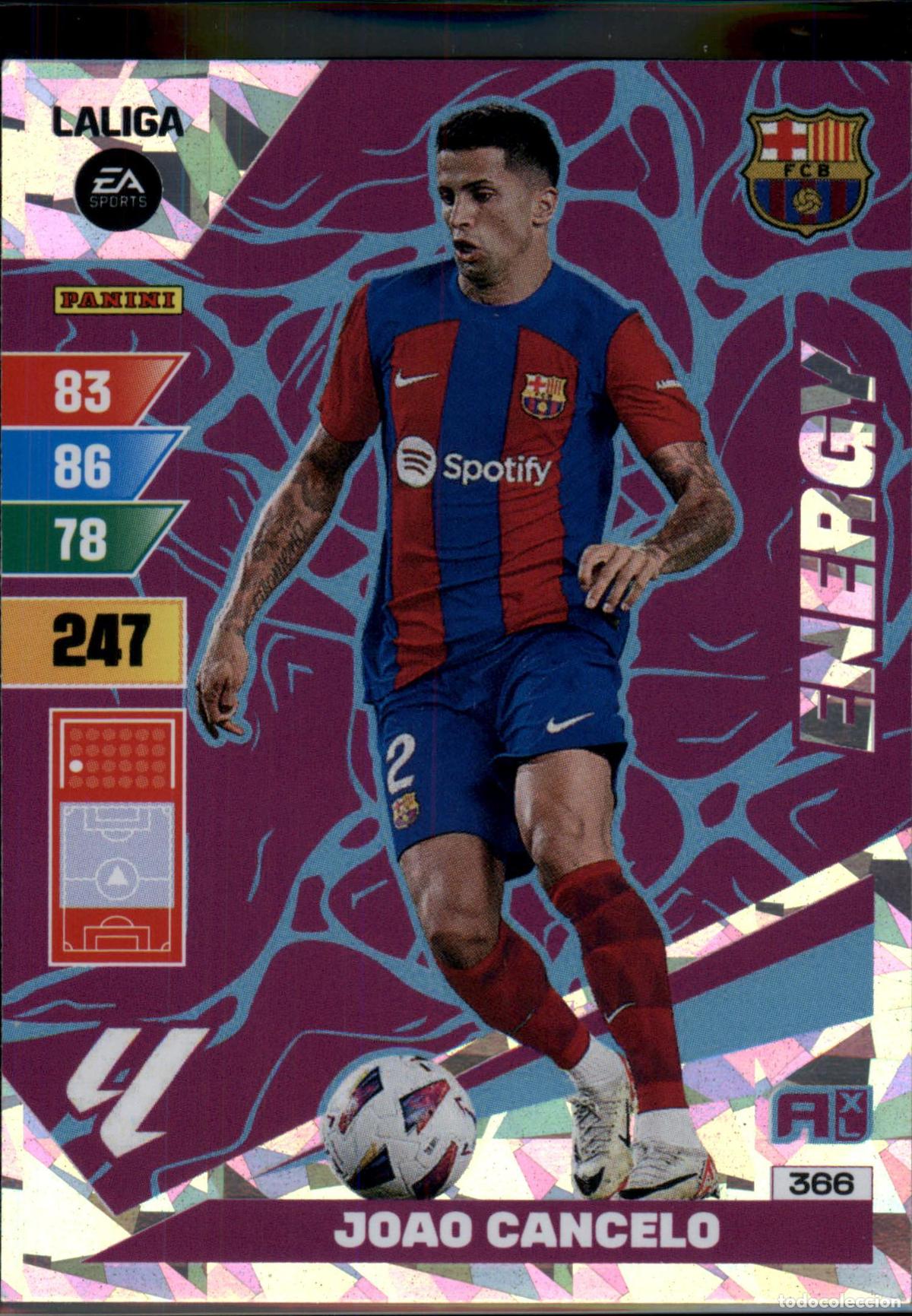 Figurine di Calcio: Joao Cancelo Energy N&ordm; 366 Bar&ccedil;a (Barcelona) LaLiga Santander Adrenalyn XL 2023 2024 Panini 24 25