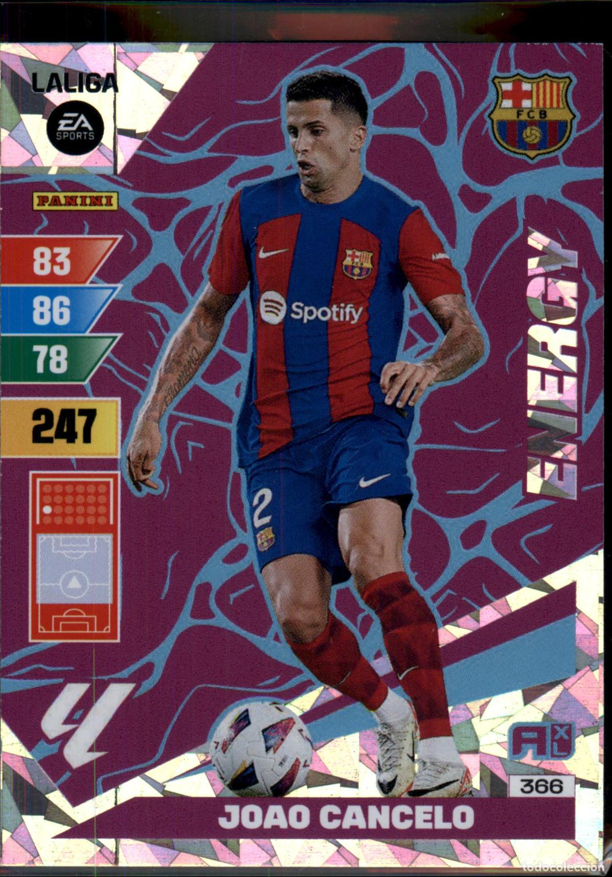 Figurine di Calcio: Joao Cancelo Energy N&ordm; 366 Bar&ccedil;a (Barcelona) LaLiga Santander Adrenalyn XL 2023 2024 Panini 24 25