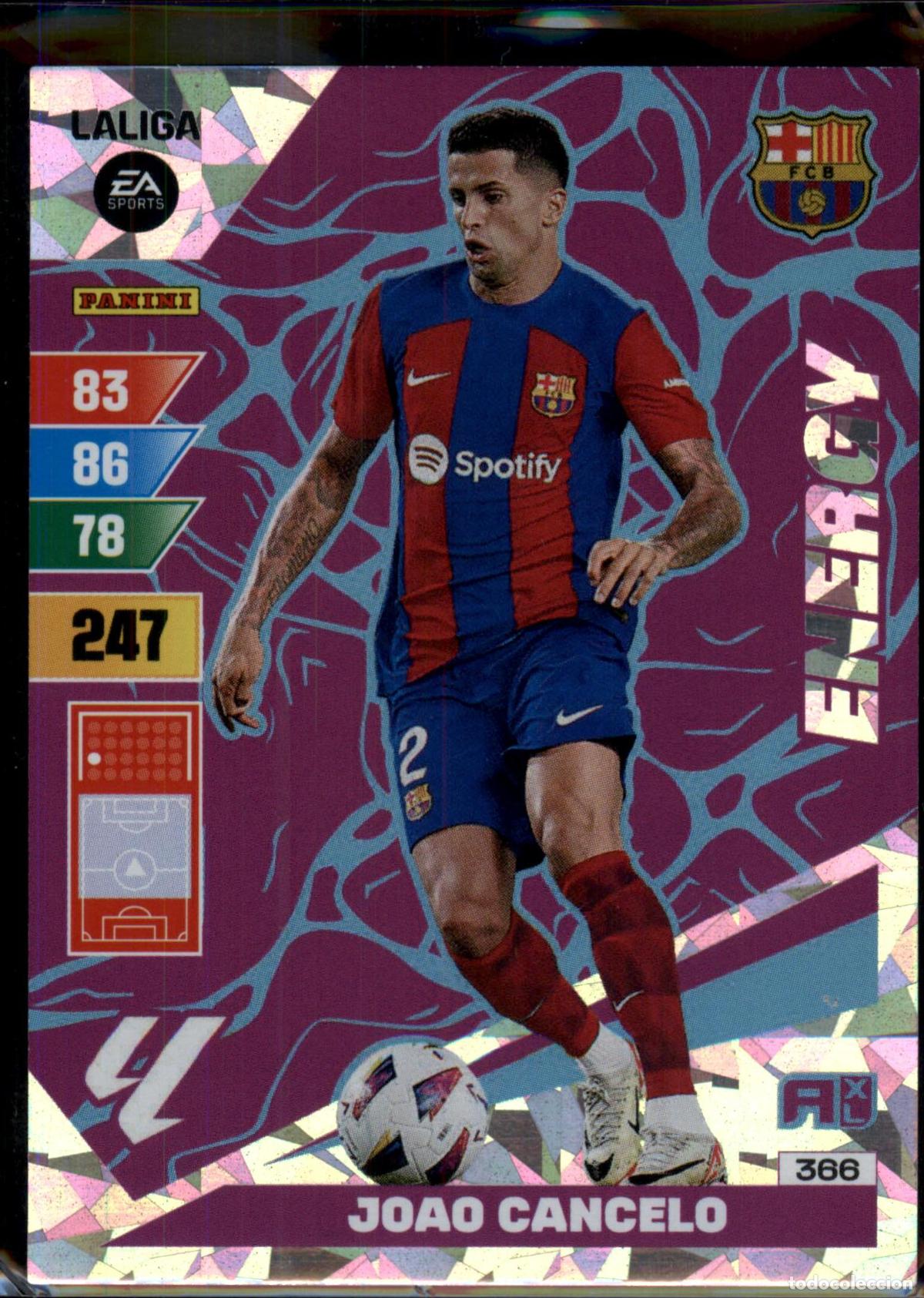 Figurine di Calcio: Joao Cancelo Energy N&ordm; 366 Bar&ccedil;a (Barcelona) LaLiga Santander Adrenalyn XL 2023 2024 Panini 24 25