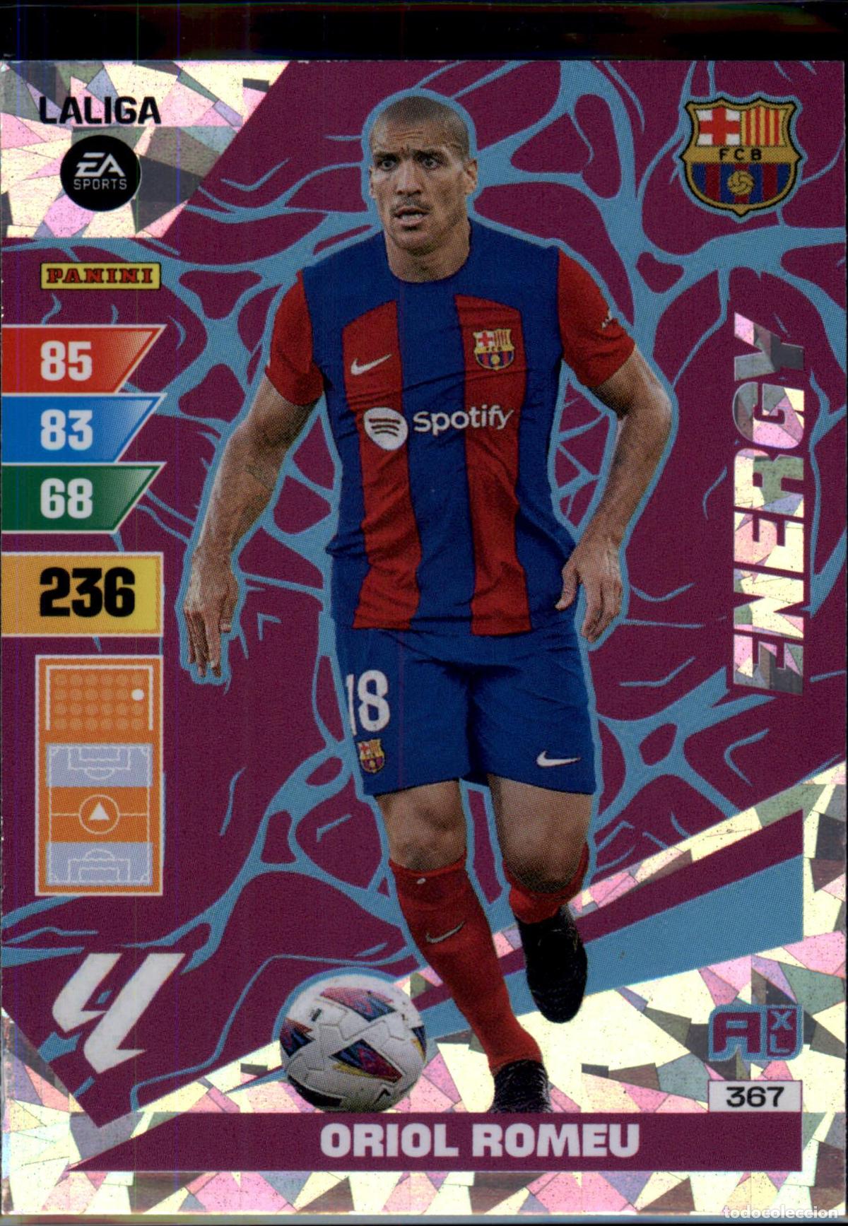 Figurine di Calcio: Oriol Romeu Energy N&ordm; 366 Bar&ccedil;a (Barcelona) LaLiga Santander Adrenalyn XL 2023 2024 Panini 24 25