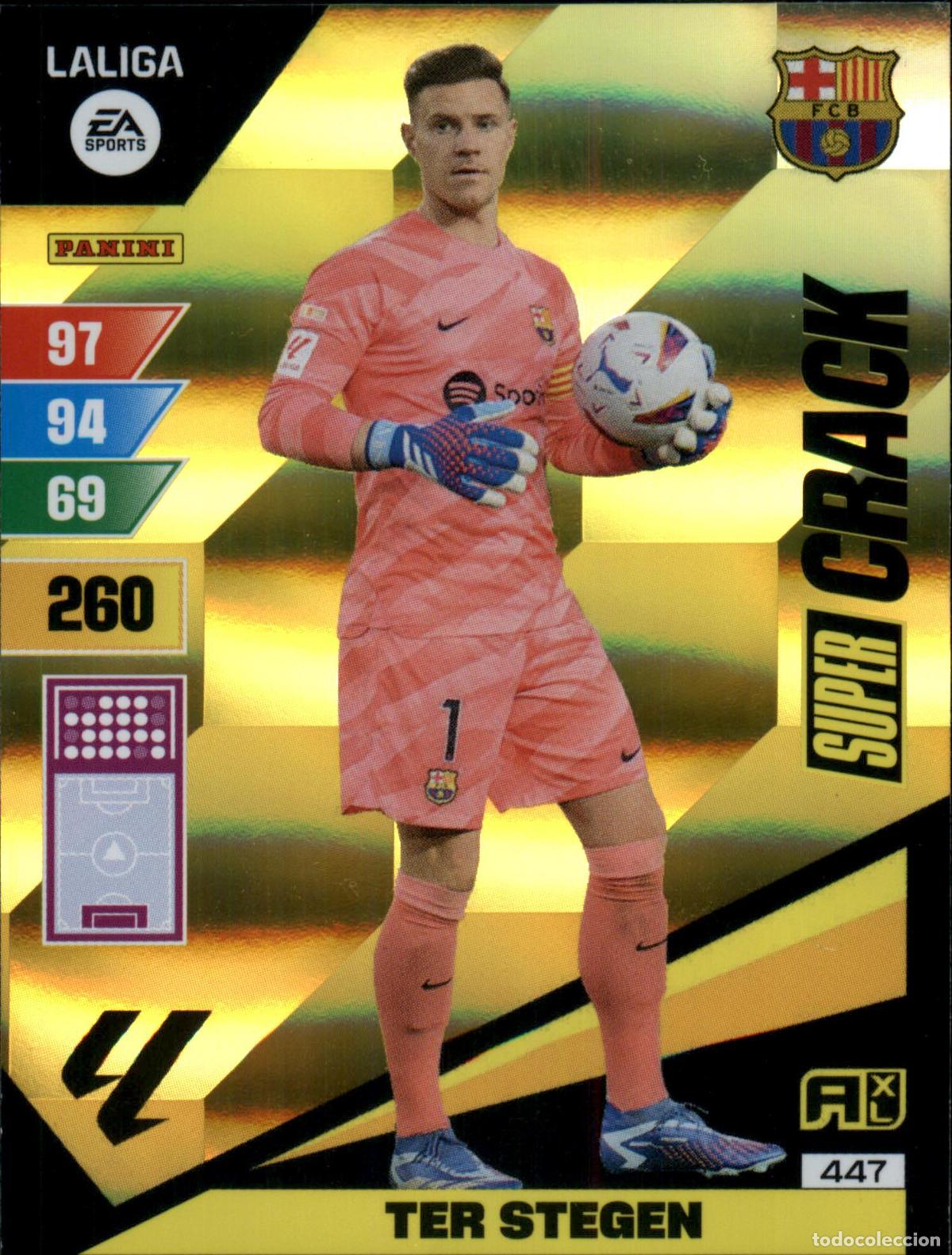 Figurine di Calcio: Ter Stegen Super Crack N&ordm; 447 Bar&ccedil;a (Barcelona) LaLiga Santander Adrenalyn XL 2023 2024 Panini 24 25