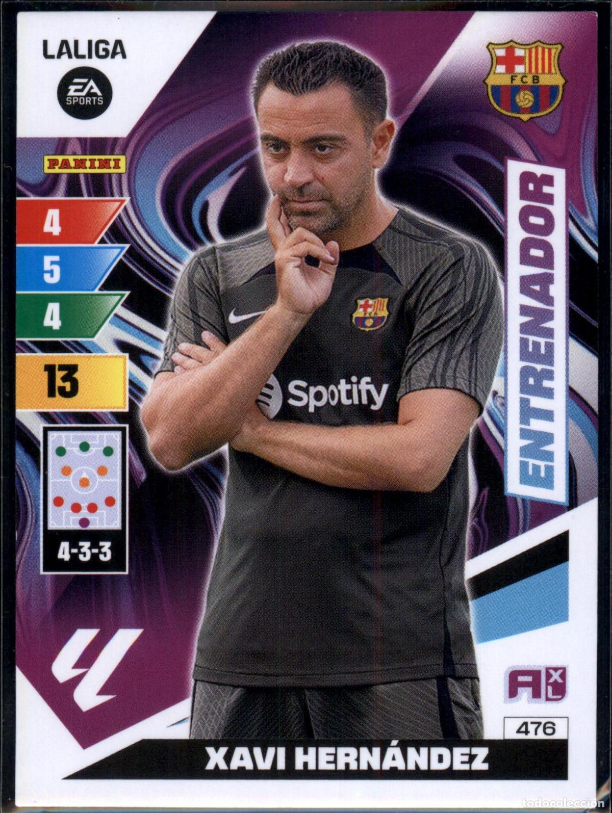 Cromos de f&uacute;tbol: Xavi Her&aacute;nndez Entrenador N&ordm; 476 Bar&ccedil;a LaLiga Santander Adrenalyn XL 2023 2024 Panini 24 25
