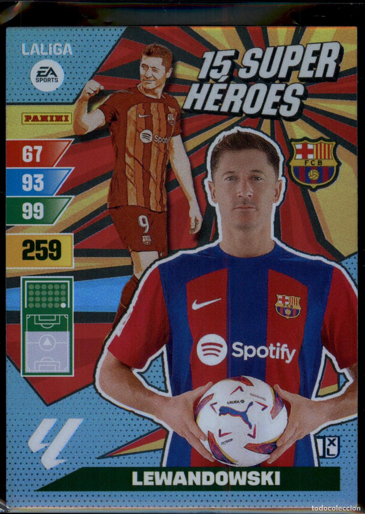 Cromos de f&uacute;tbol: Lewandowski Super H&eacute;roes Bar&ccedil;a (Barcelona) LaLiga Santander Adrenalyn XL 2023 2024 Panini 24 25