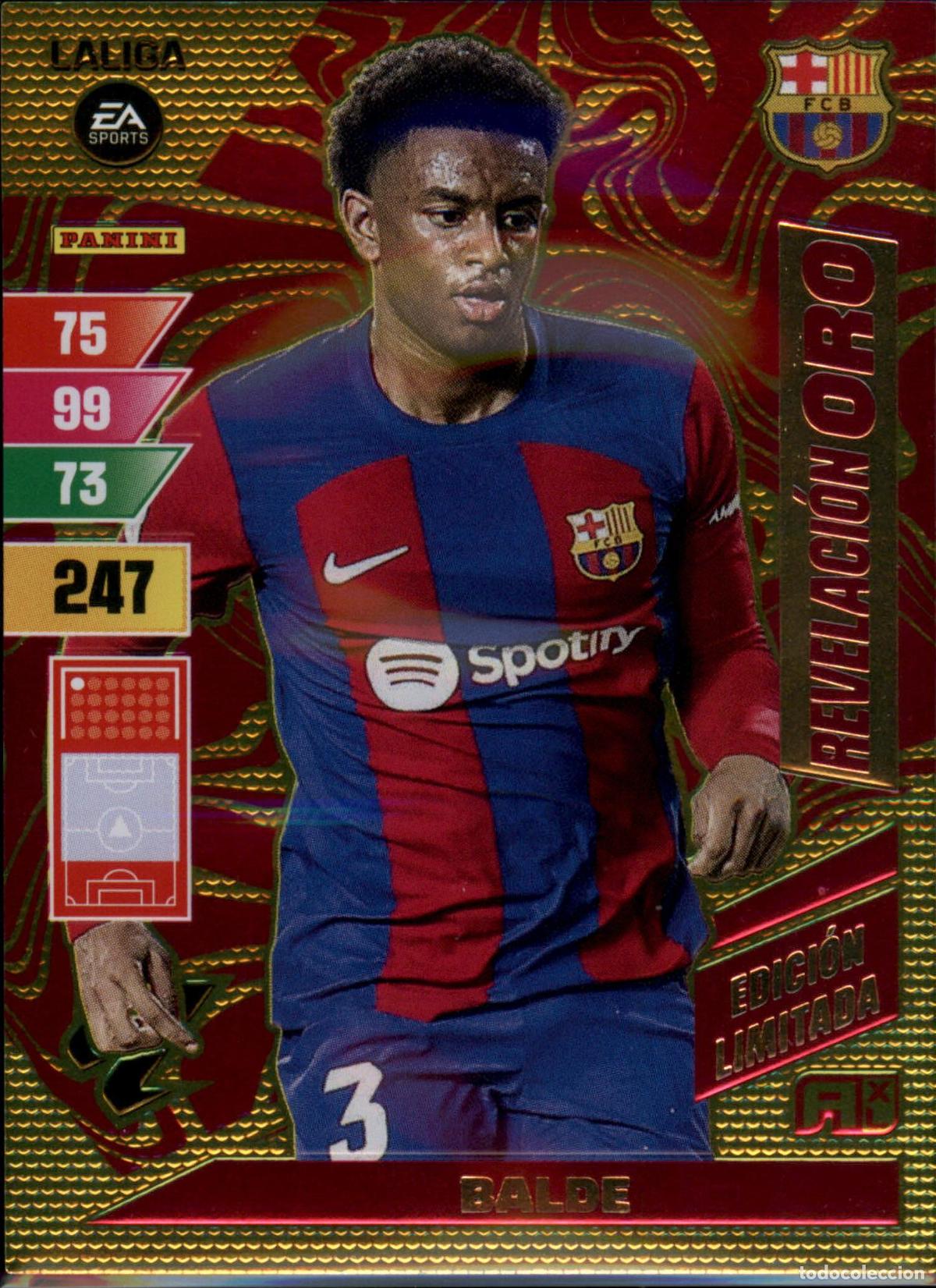 Football Stickers: Bald&eacute; Revelaci&oacute;n Oro Limitada Bar&ccedil;a (Barcelona) LaLiga Santander Adrenalyn XL 2023 2024 Panini 24 25