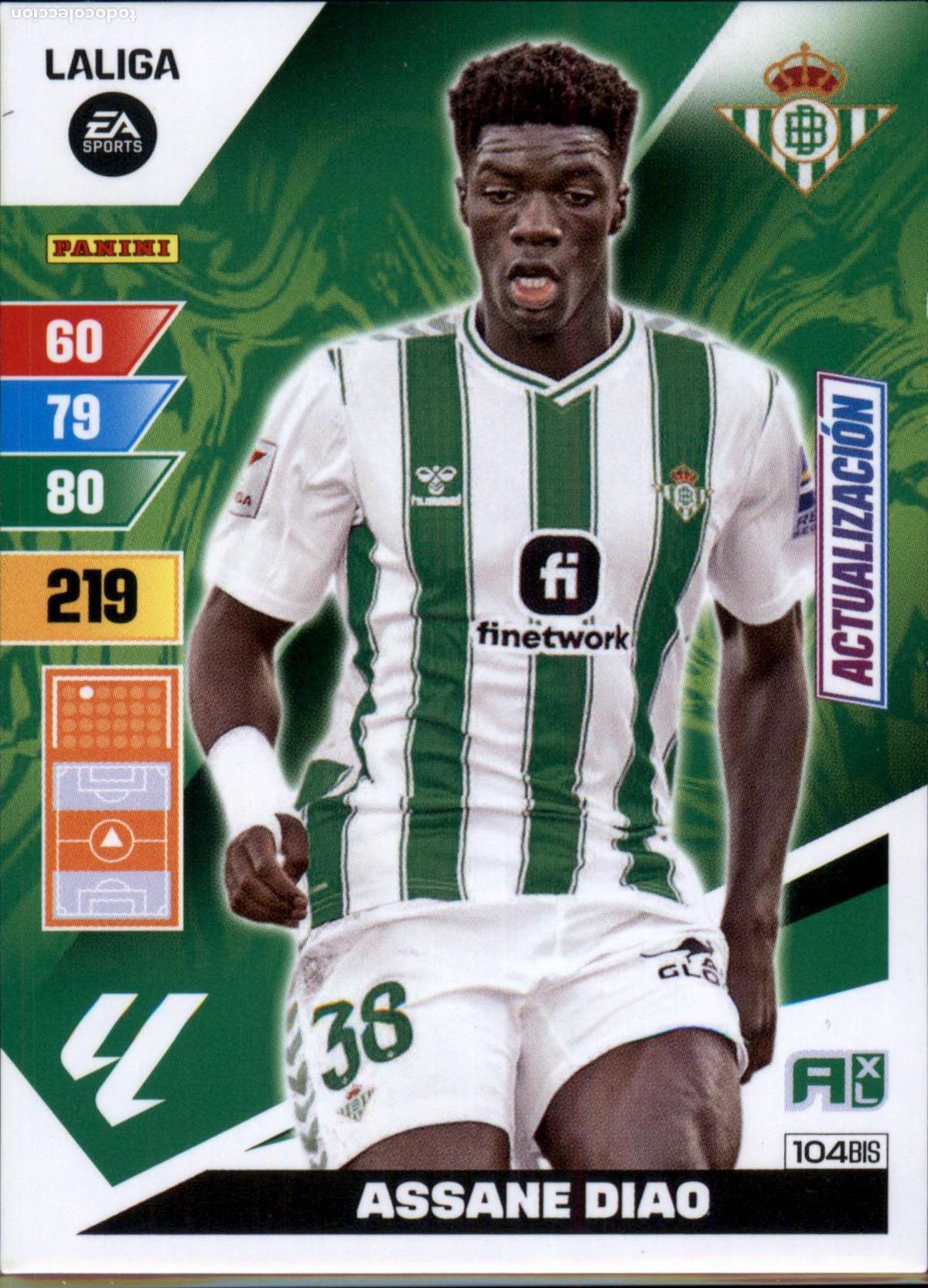 Cromos de Futebol: Diao Actualizaci&oacute;n N&ordm; 104 Bis Real Betis LaLiga Santander Adrenalyn XL 2023 2024 Panini 24 25