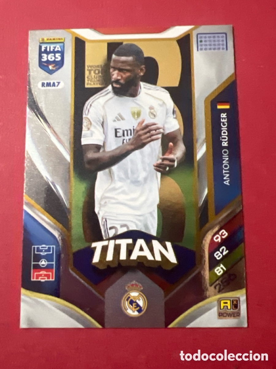 Cromos de Futebol: E1368. RMA7 Antonio R&uuml;diger TITAN REAL MADRID PANINI ADRENALYN FIFA 365 2025 2026 NO LIGA ESTE
