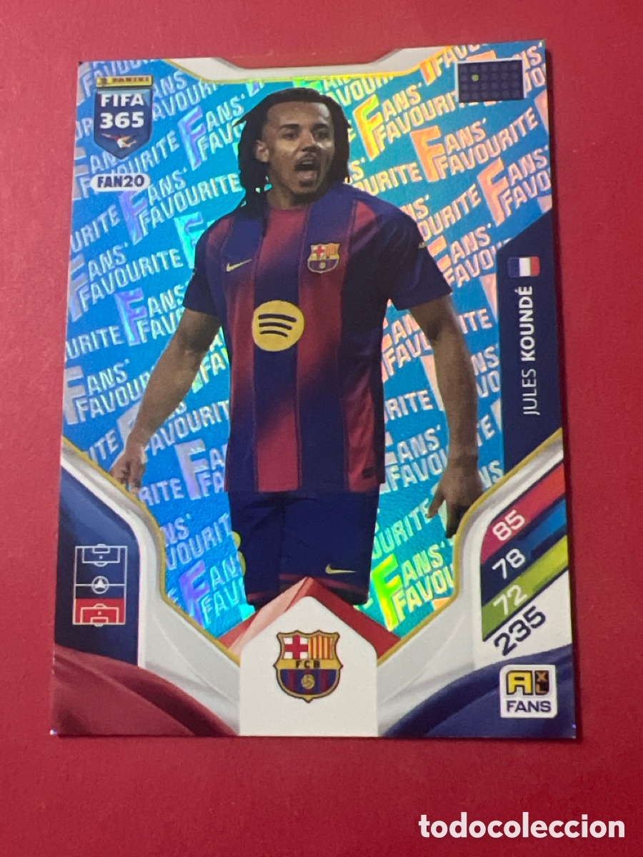 Cromos de f&uacute;tbol: FAN20 JULES KOUNDE BARCELONA PARALELA AZUL FAN 20 FANS FAVOURITE ADRENALYN XL FIFA 365 PANINI 2026
