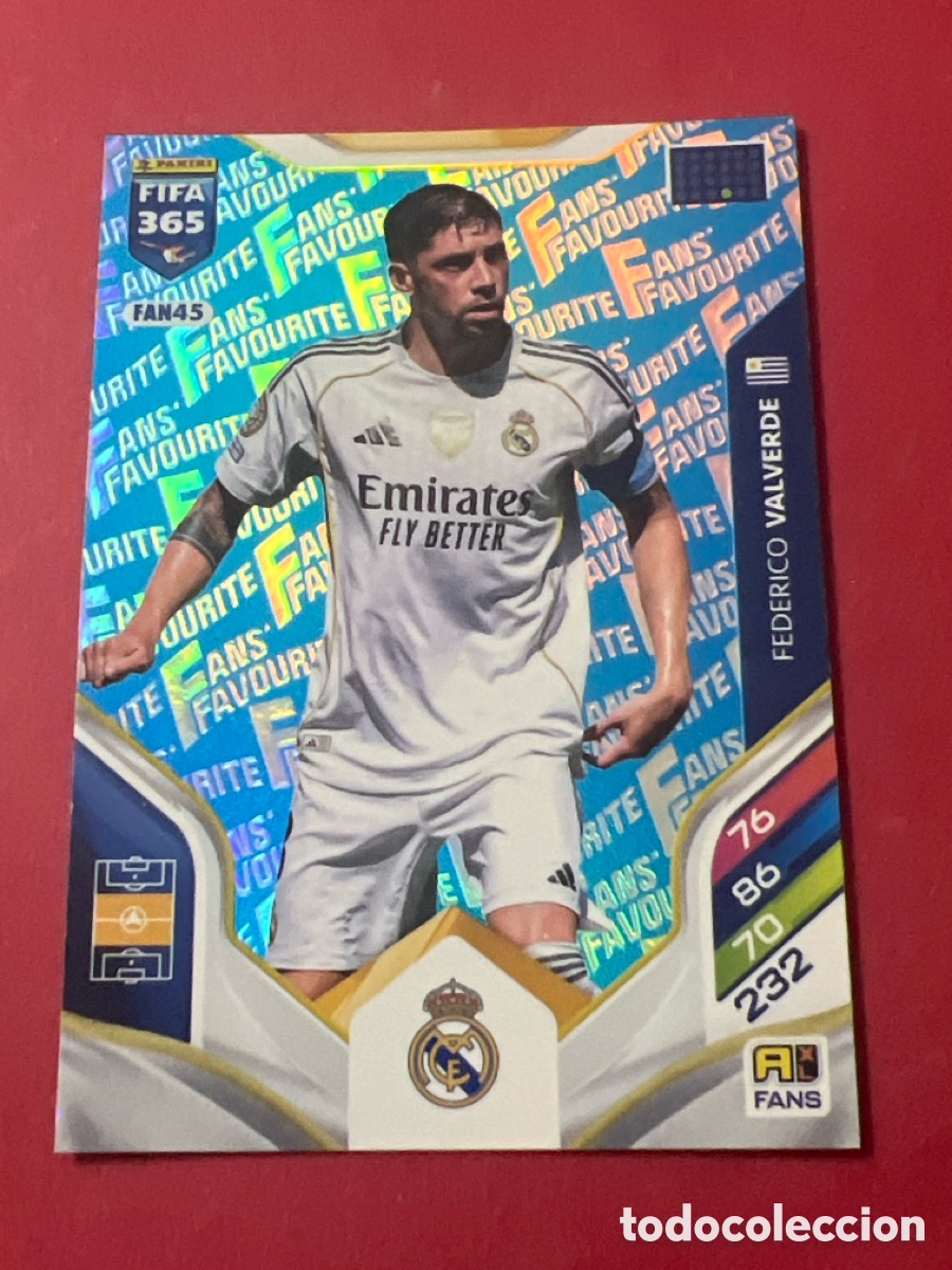 Football Stickers: FAN45 paralela blue FEDE VALVERDE REAL MADRID ADRENALYN FIFA 365 2025 2026 25 26 CARD PANINI TOPPS