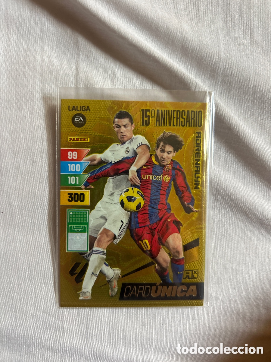 Cromos de f&uacute;tbol: Carta 15&ordm; aniversario Messi y cristiano panini