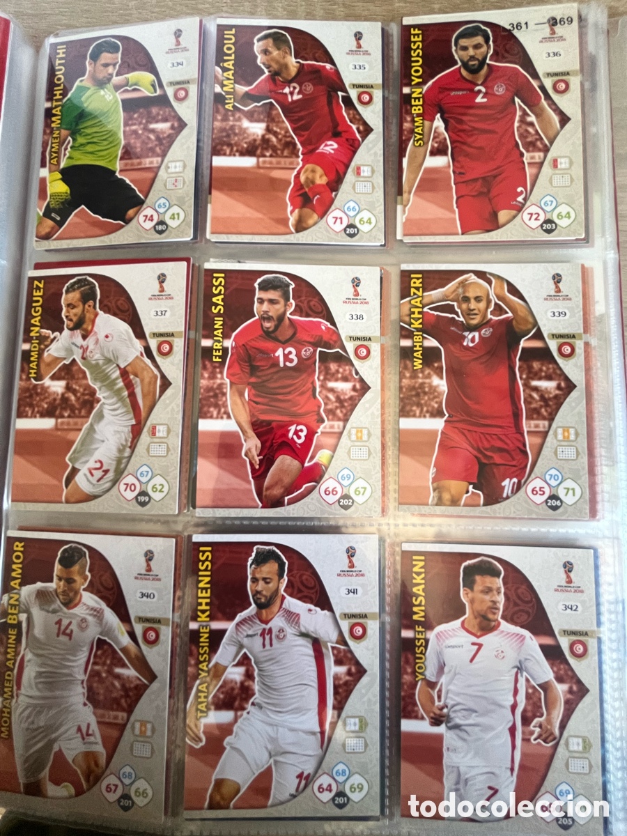 Cromos de f&uacute;tbol: T&Uacute;NEZ ADRENALYN MUNDIAL FIFA WORLD CUP 2018 18 LOTE B&Aacute;SICO COMPLETO