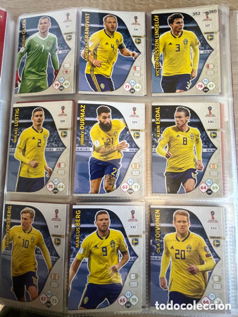 Cromos de Futebol: SUECIA ADRENALYN MUNDIAL FIFA WORLD CUP 2018 18 LOTE B&Aacute;SICO COMPLETO