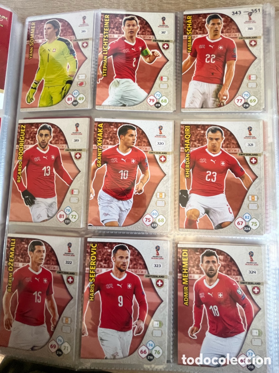 Cromos de Futebol: SUIZA ADRENALYN MUNDIAL FIFA WORLD CUP 2018 18 LOTE B&Aacute;SICO COMPLETO