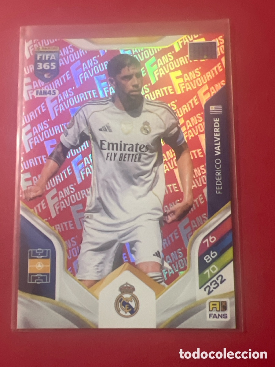Cromos de f&uacute;tbol: FAN45 paralela red FEDE VALVERDE REAL MADRID ADRENALYN FIFA 365 2025 2026 25 26 CARD PANINI TOPPS