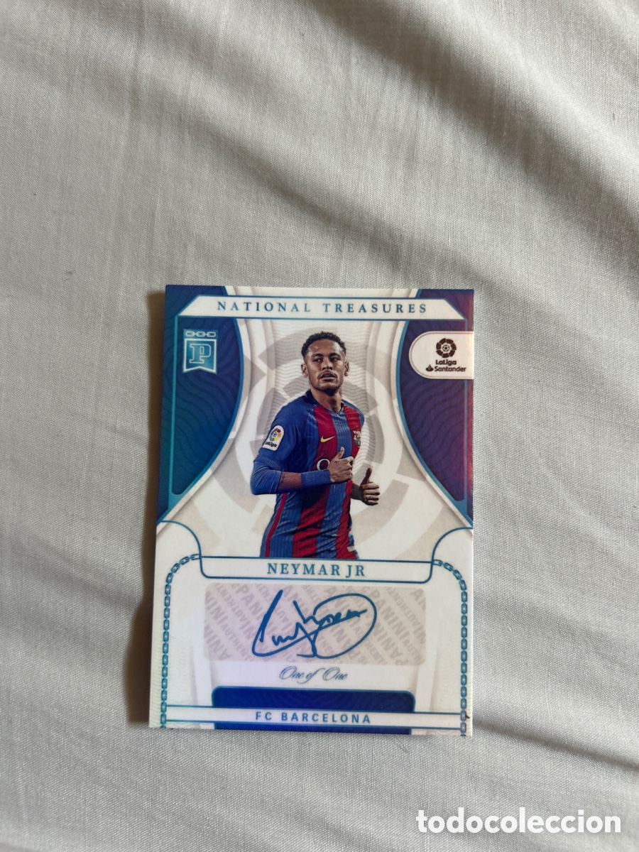 Cromos de f&uacute;tbol: Carta Neymar firmada national treasures