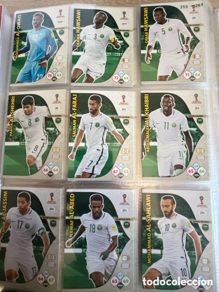 Cromos de f&uacute;tbol: ARABIA SAUD&Iacute; ADRENALYN MUNDIAL FIFA WORLD CUP 2018 18 LOTE B&Aacute;SICO COMPLETO