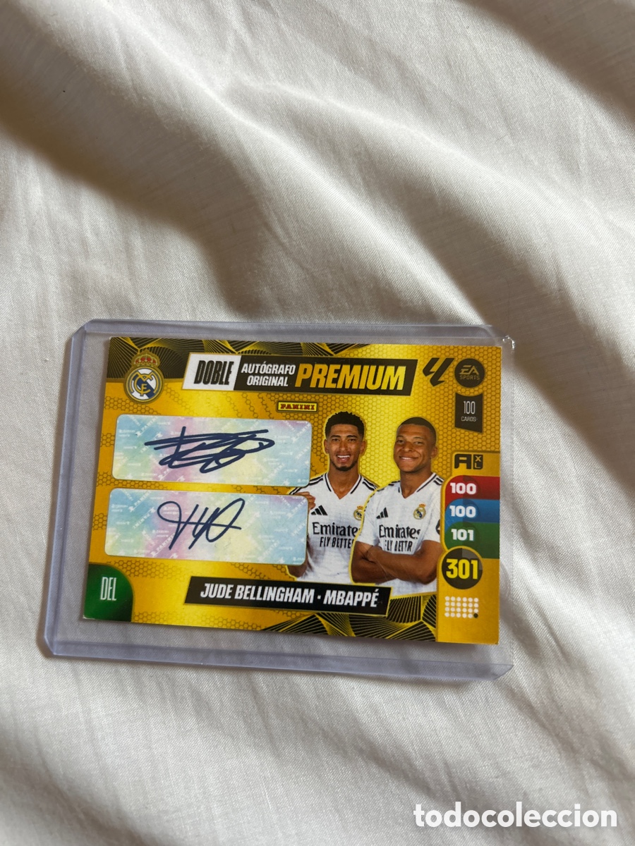 Figurine di Calcio: Carta firmada por bellingham y mbappe