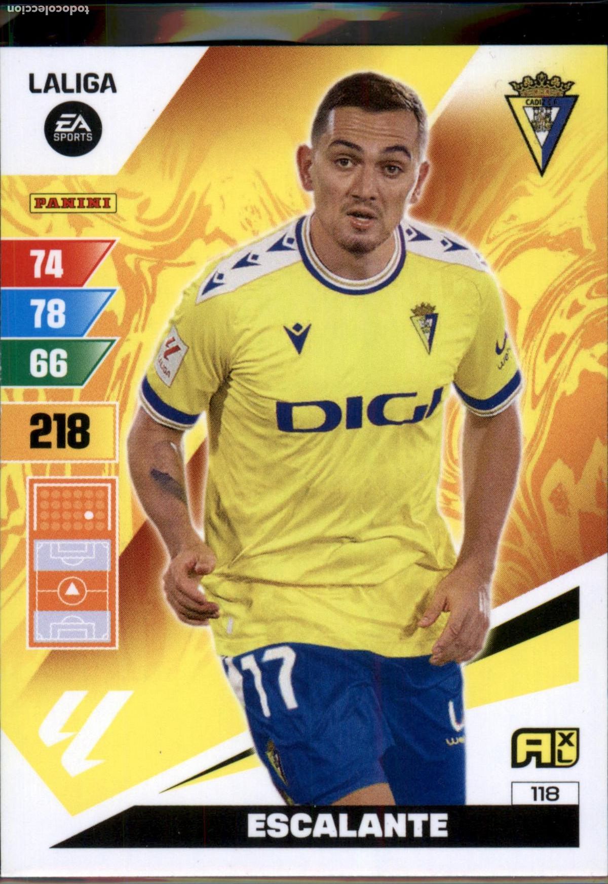 Cromos de f&uacute;tbol: Escalante N&ordm; 118 C&aacute;diz CF LaLiga Santander Adrenalyn XL 2023 2024 Panini 24 25