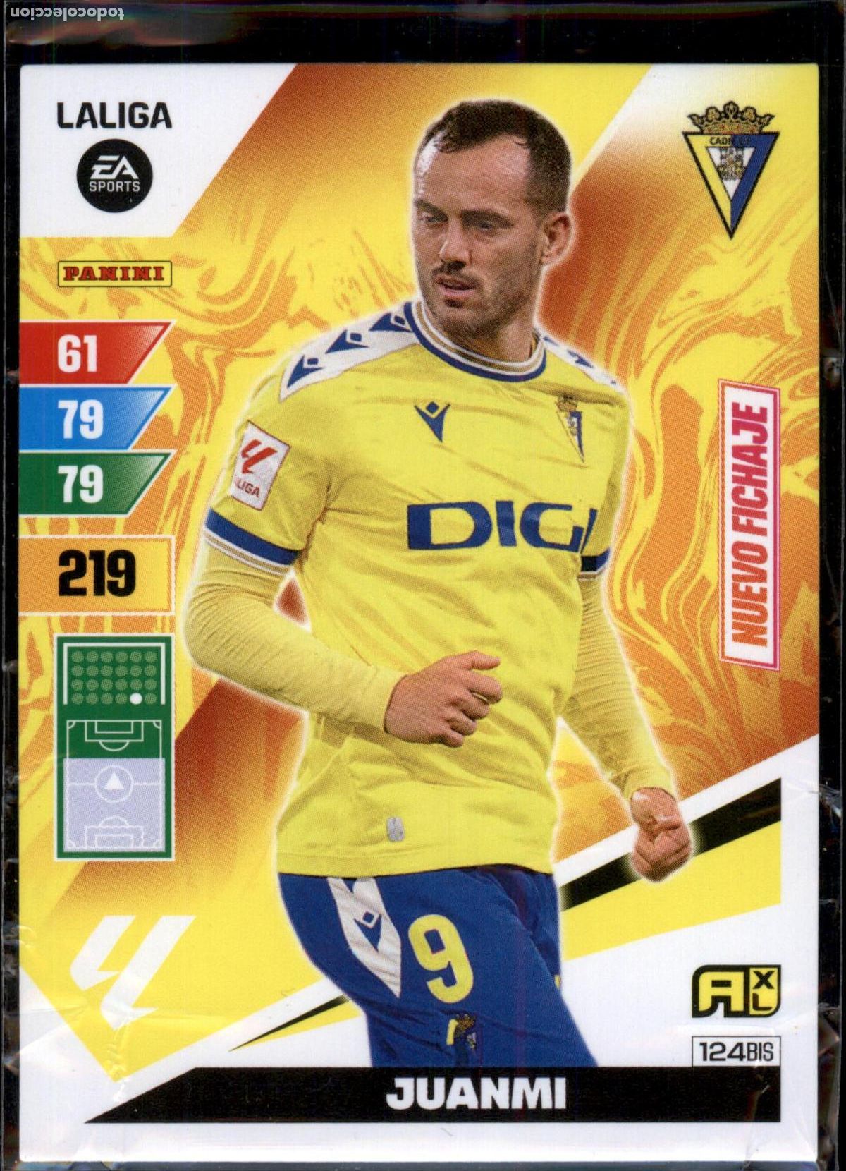 Cromos de f&uacute;tbol: Juanmi Nuevo Fichaje N&ordm; 124 Bis C&aacute;diz CF LaLiga Santander Adrenalyn XL 2023 2024 Panini 24 25