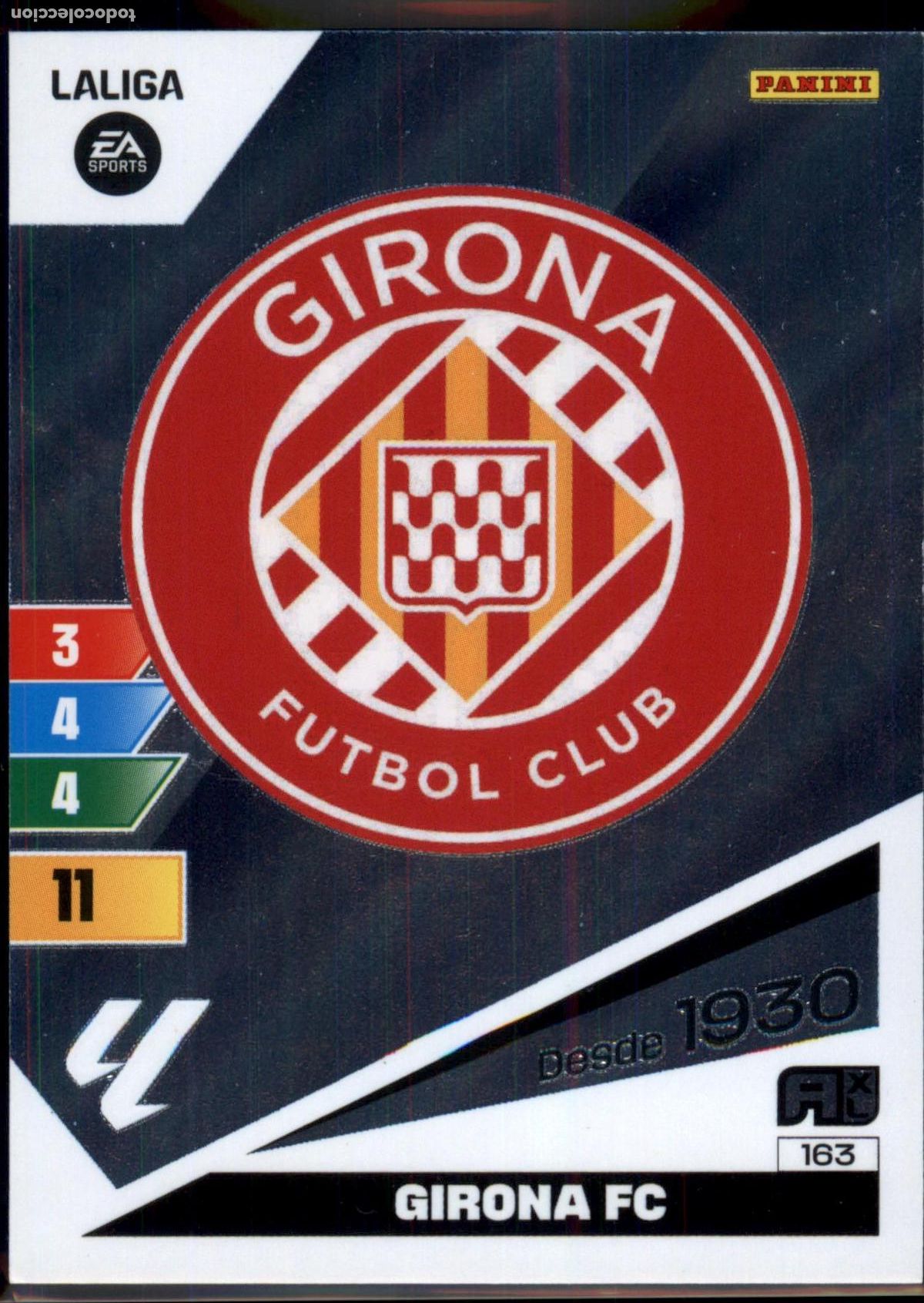 Cromos de f&uacute;tbol: Escudo Girona FC N&ordm; 163 LaLiga Santander Adrenalyn XL 2023 2024 Panini 24 25