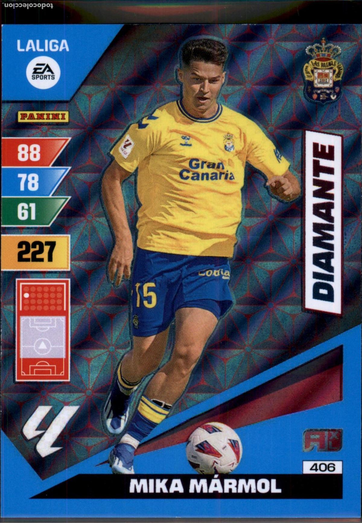 Figurine di Calcio: Mika M&aacute;rmol Diamante N&ordm; 406 UD Las Palmas LaLiga Santander Adrenalyn XL 2023 2024 Panini 24 25
