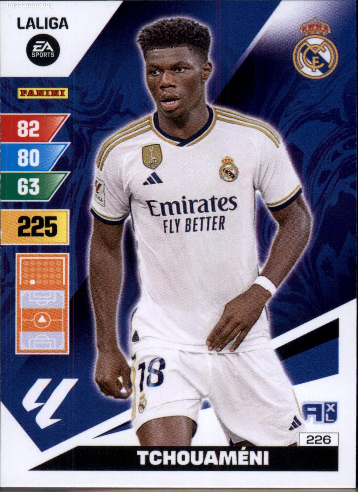 Figurine di Calcio: Tchouam&eacute;ni N&ordm; 226 Real Madrid LaLiga Santander Adrenalyn XL 2023 2024 Panini 24 25