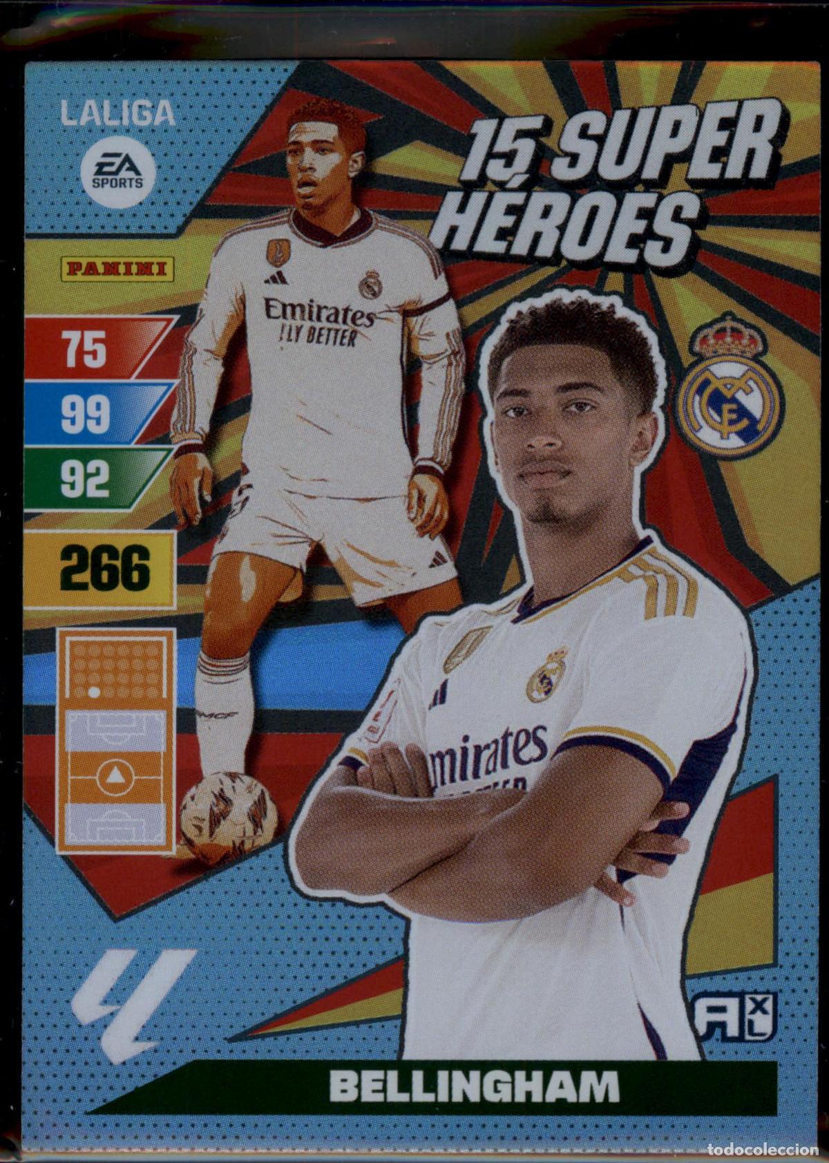 Cromos de f&uacute;tbol: Bellingham Super H&eacute;roes Real Madrid LaLiga Santander Adrenalyn XL 2023 2024 Panini 24 25