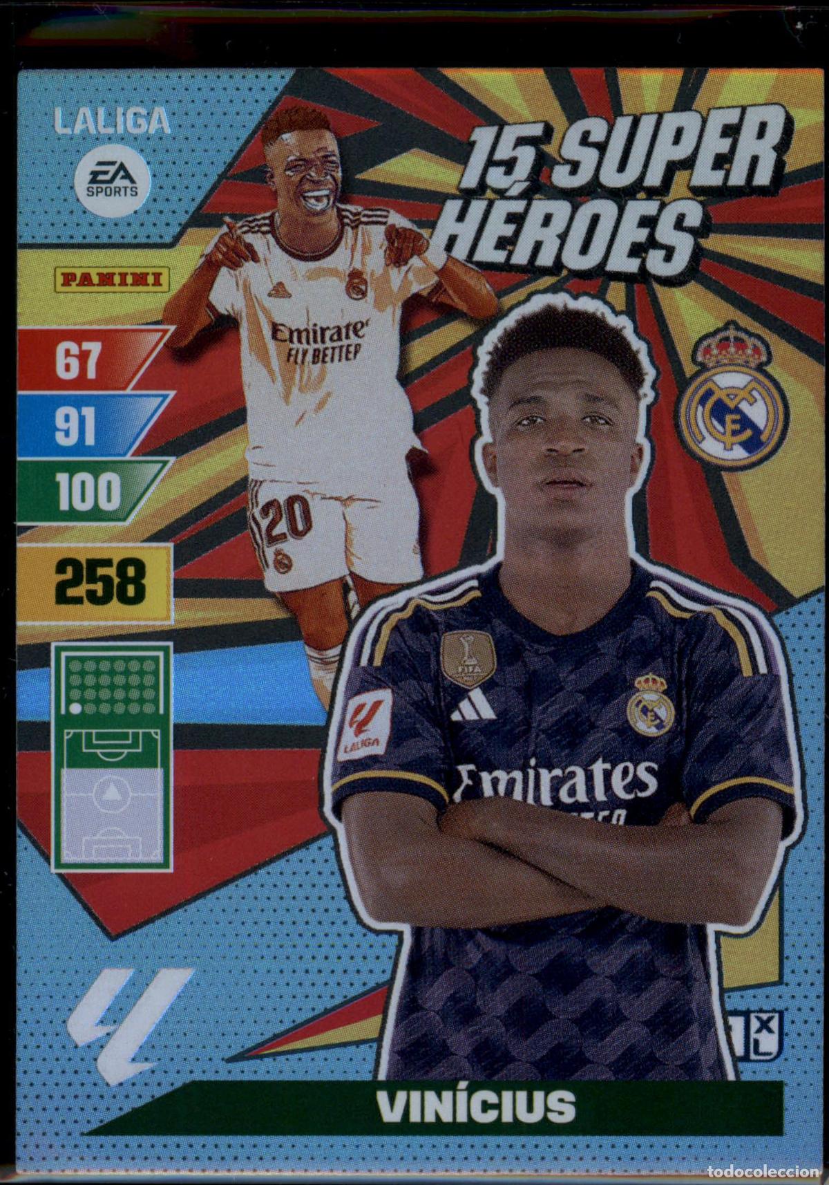 Cromos de f&uacute;tbol: Vin&iacute;cius Super H&eacute;roes Real Madrid LaLiga Santander Adrenalyn XL 2023 2024 Panini 24 25