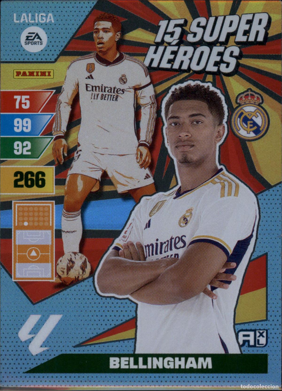 Cromos de f&uacute;tbol: Bellingham Super H&eacute;roes Real Madrid LaLiga Santander Adrenalyn XL 2023 2024 Panini 24 25