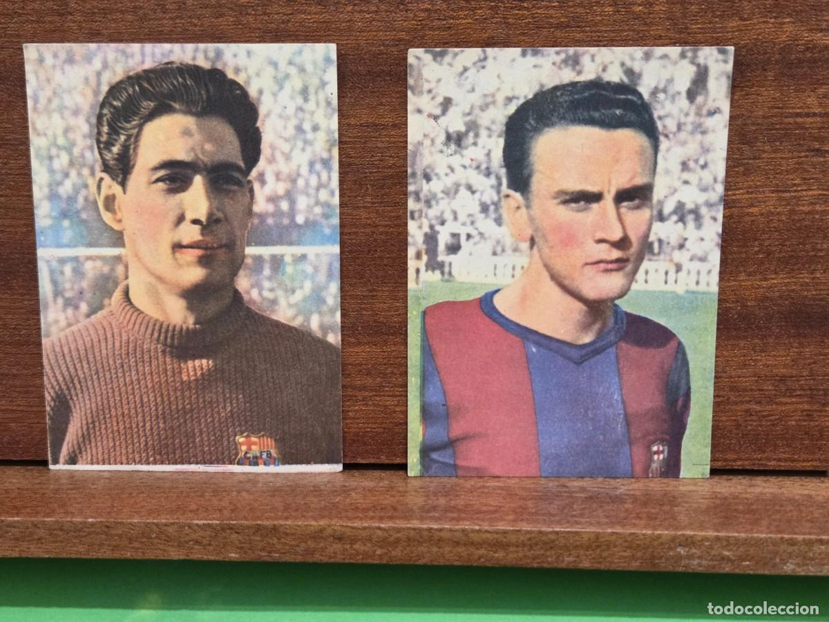 Football Stickers: DOS ANTIGUOS CROMOS...&rdquo;&rdquo;RAMALLETS&rdquo;&rdquo;...&rdquo;&rdquo;BIOSCA&rdquo;&rdquo;...BARCELONA C.F....SIN PEGAR..